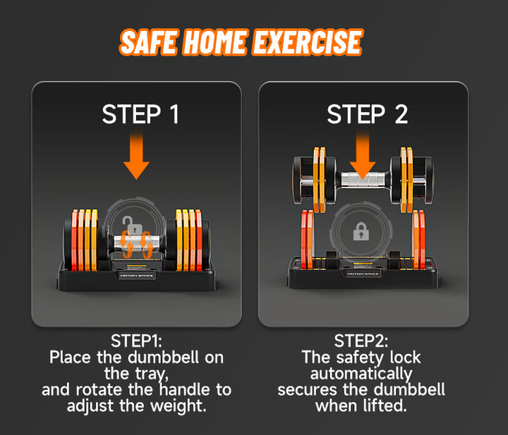 Adjustable Orange Dumbbells Set - 22.5LB*2