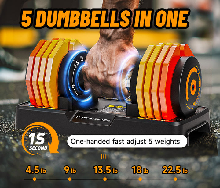 Adjustable Orange Dumbbells Set - 22.5LB*2