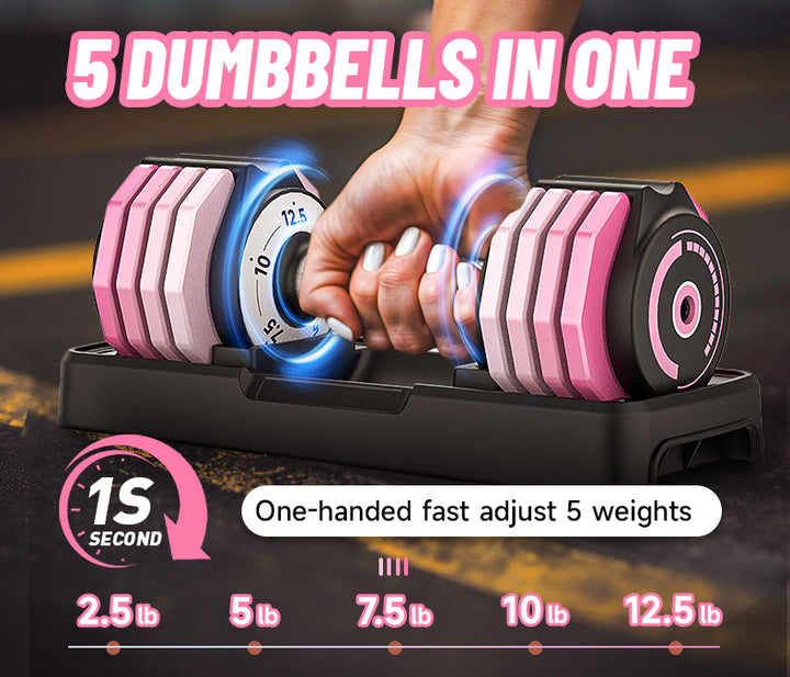Adjustable Pink Dumbbells Set - 12.5LB*2
