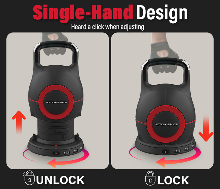 Adjustable Kettlebell 7 Weight Options Set with Single-hand Rotational