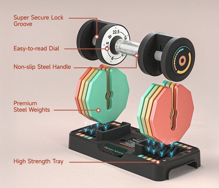 Adjustable Rainbow Dumbbells Set - 22.5LB*2