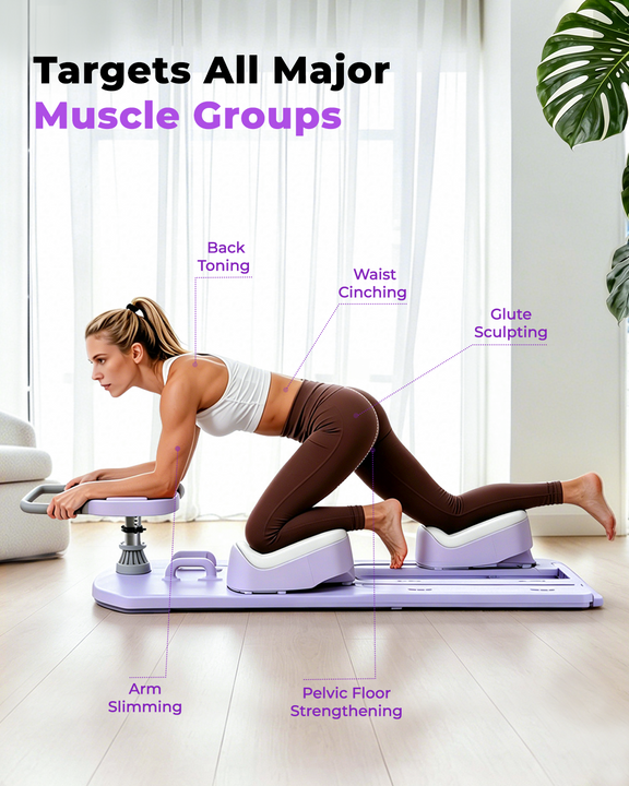 Pilates Reformer Board Crawling Machine with Resistance Bands