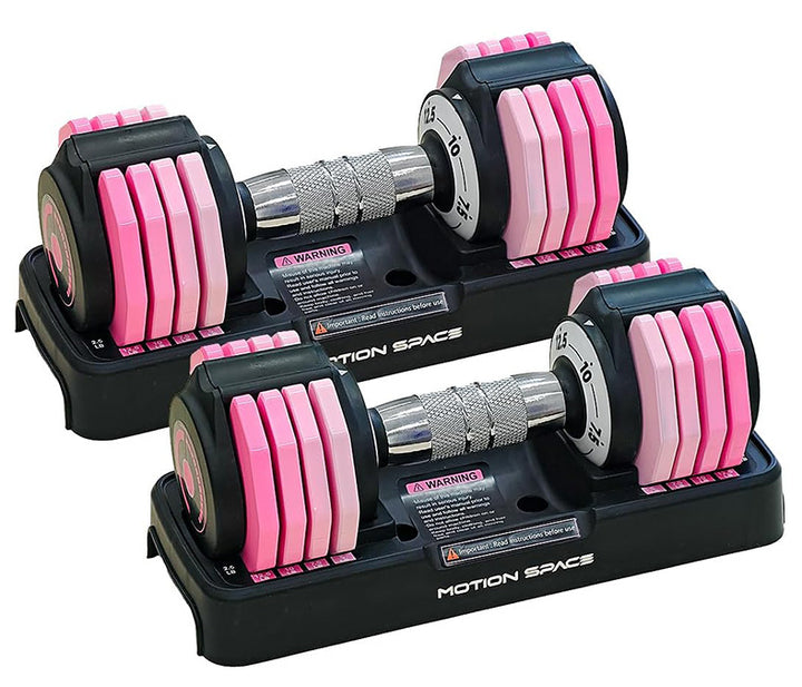 Adjustable Pink Dumbbells Set - 12.5LB*2