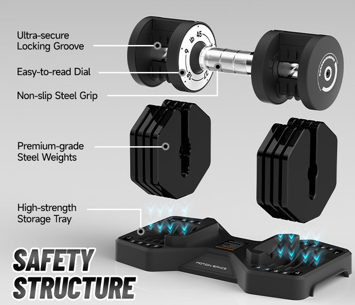 Adjustable Black Dumbbell - 45LBs