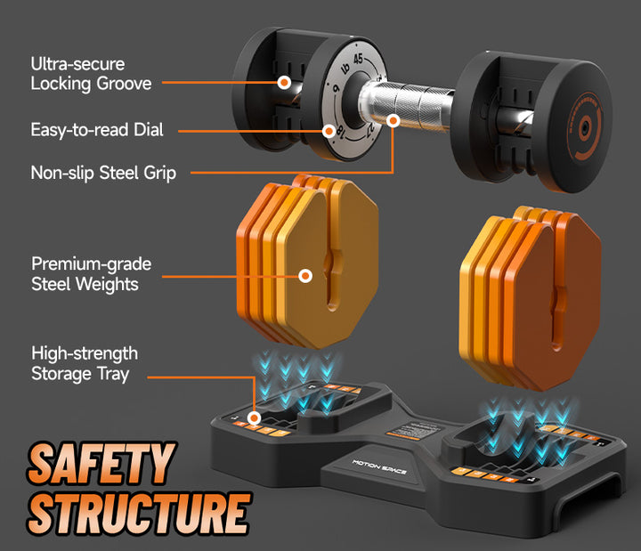 Adjustable Orange Dumbbell - 45LBs