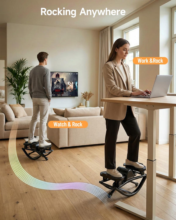 Motion Space Rocking Stepper – Low-Impact Lateral Stepper with Resistance Bands, Ultra-Quiet, No Assembly, for Home or Office-BLACK