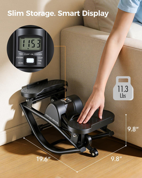 Motion Space Rocking Stepper – Low-Impact Lateral Stepper with Resistance Bands, Ultra-Quiet, No Assembly, for Home or Office-BLACK