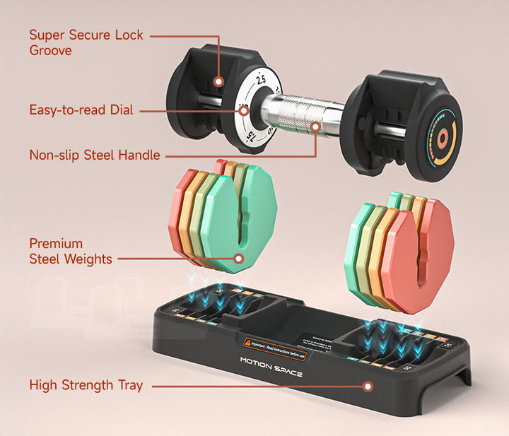 Adjustable Rainbow Dumbbells Set 12.5LB Pair